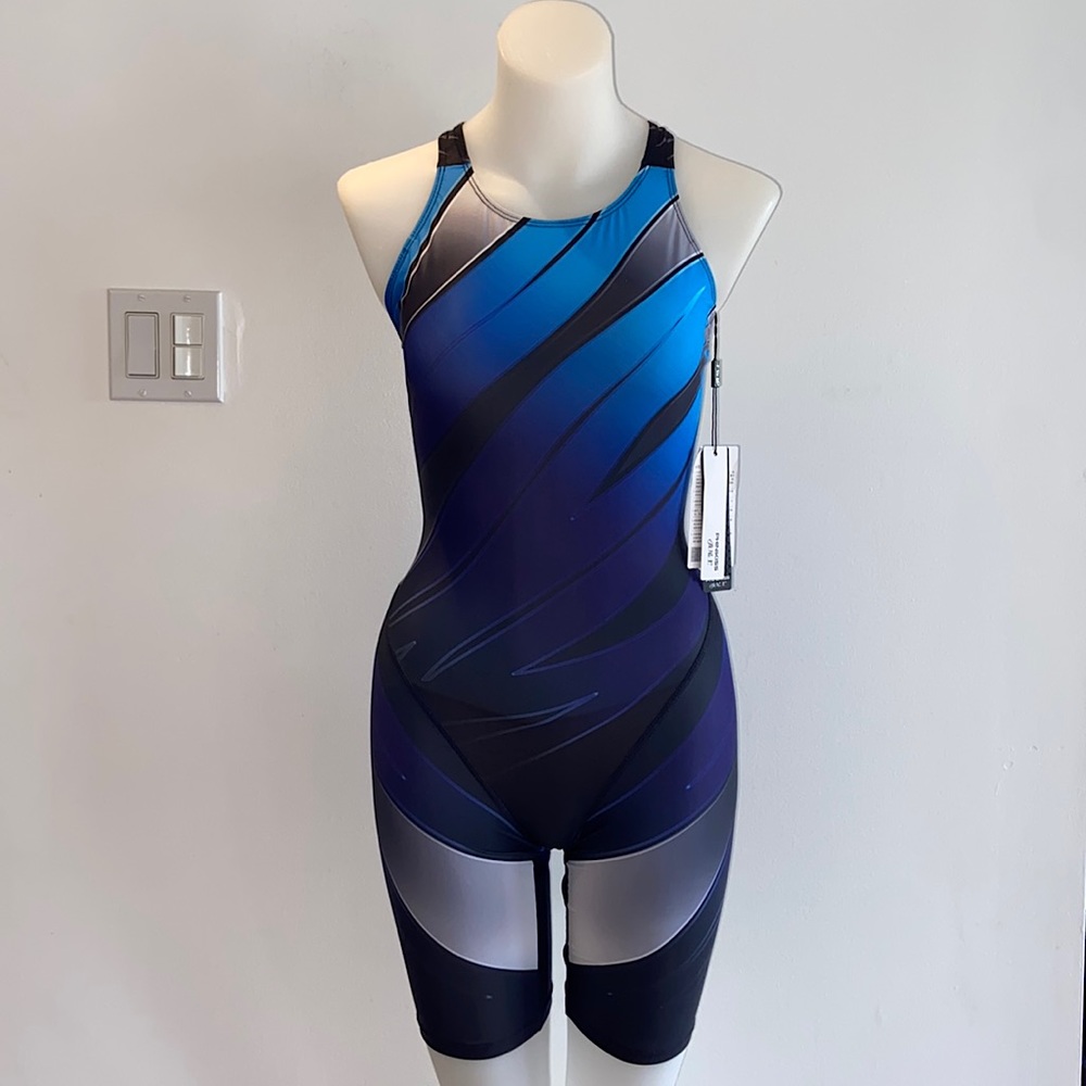 NWT * Blue Ombré & Black Once Piece Sports Swimsuit